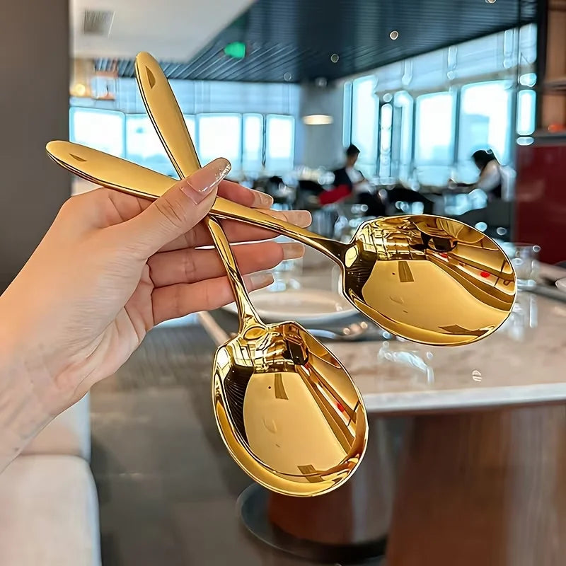 2/4/6PCS Stainless Steel Serving Spoons Canada Round Head Large Spoons Long-Handle Soup Ladles for Home Kitchen Use