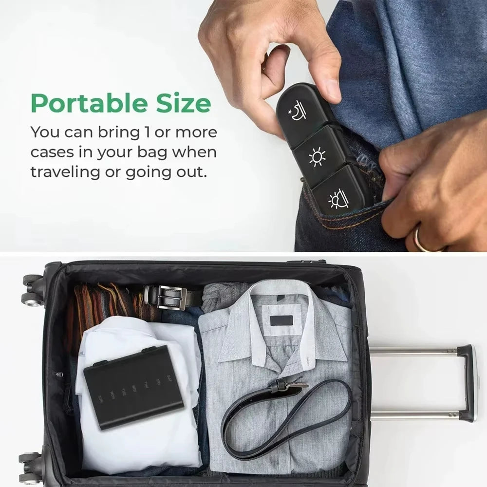 Weekly Pill Organizer USA Portable Travel Medicine Box, 21-Compartment 3-Times-a-Day Case for Vitamins, Supplements & Fish Oil