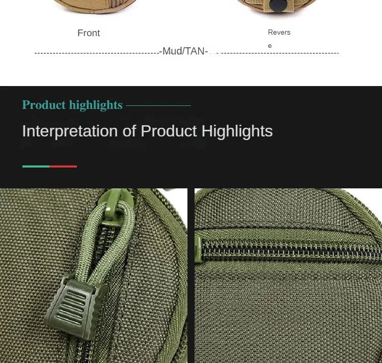 Mini EDC Tool Pouch USA Keychain Zipper Holder for Earphones, Keys, Coins & Small Essentials, Compact Outdoor Hiking Utility Waist Bag