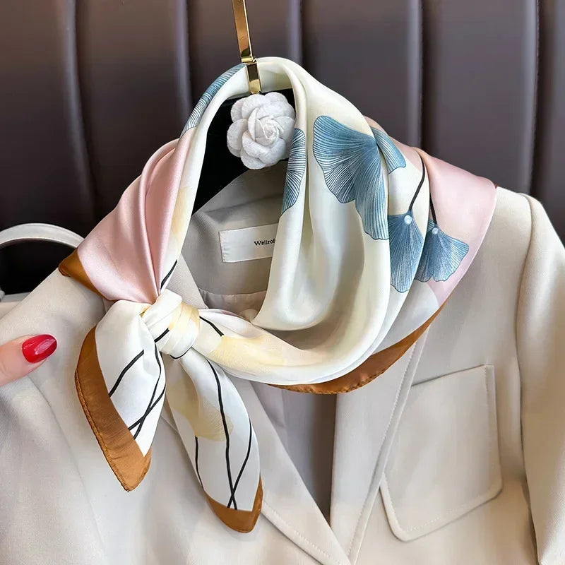Luxury Design Print Silk Square Scarf Canada Women Soft Satin Horse Hairband Neckerchief Office Hijab Headband Foulard Bag Ribbon Gift