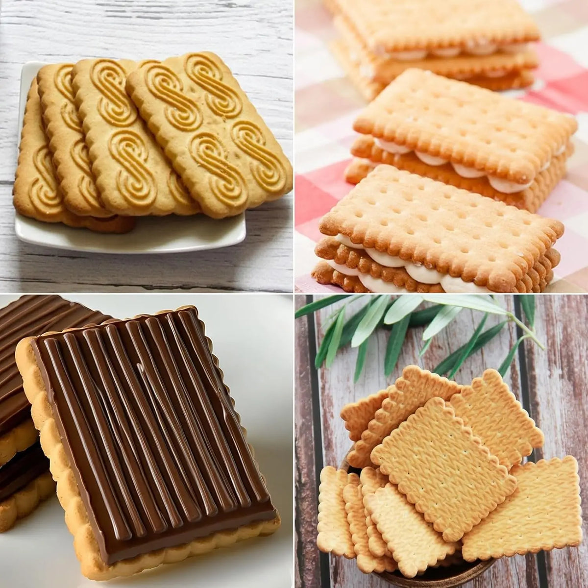 6PCS Cookie Cutter Set USA Food-Grade Stainless Steel Scalloped Square & Rectangle Shapes, Sandwich & Fondant Molds for Home Baking