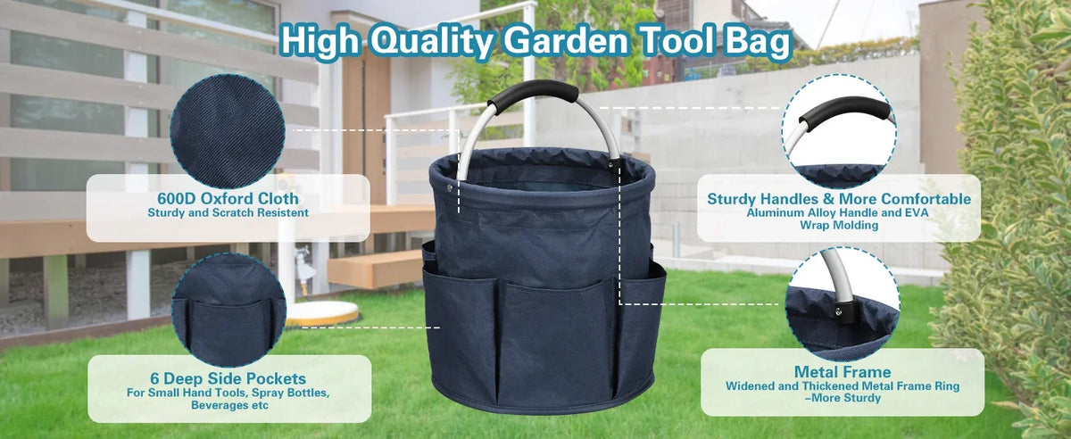 Portable Cleaning Caddy 17L Foldable Cleaning Bucket with Handle Organizer Bag for Towels Cleaning Tools Bathroom Kitchen Home