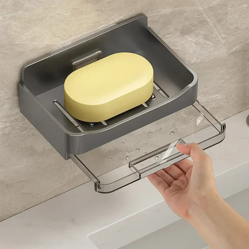 Bathroom Soap Holder Canada Free-Punching Wall Mounted Soap Sponge Holder Organizer Double Drainage Soap Dish Bathroom Accessories