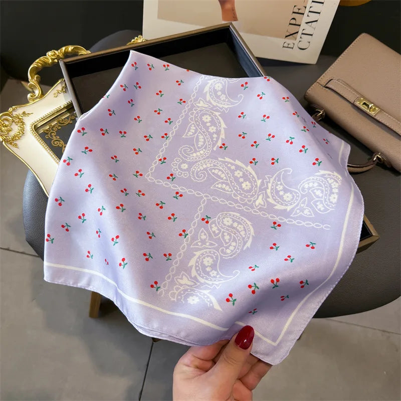 Print 70cm Silk Satin Headscarf Canada Women Luxury Design Neck Tie Scarf Hair Hand Wrist Foulard Shawl Bandana