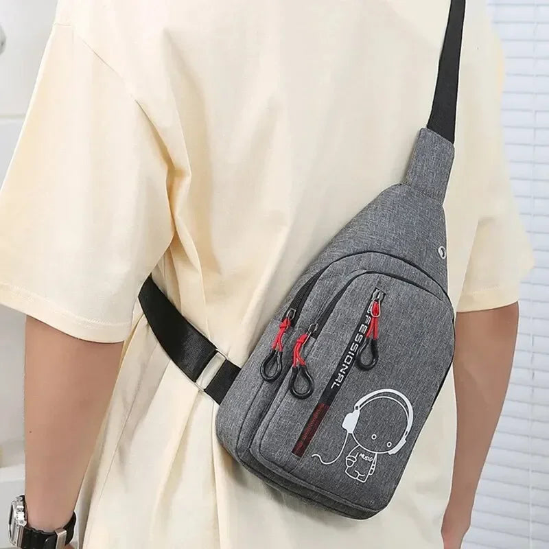 New Casual Fashion Chest Bag USA Men’s Shoulder Crossbody Bag Korean Cycling Backpack Trendy Portable Hand Bag for Men