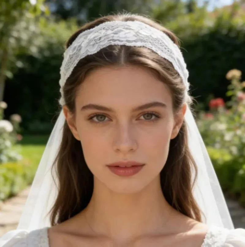 USA Sweet Wide Lace Hair Band Girls Hollow Lace Elastic Headwrap Hair Accessories Women Fashion Hollow Wide Headwear Hair Hoop