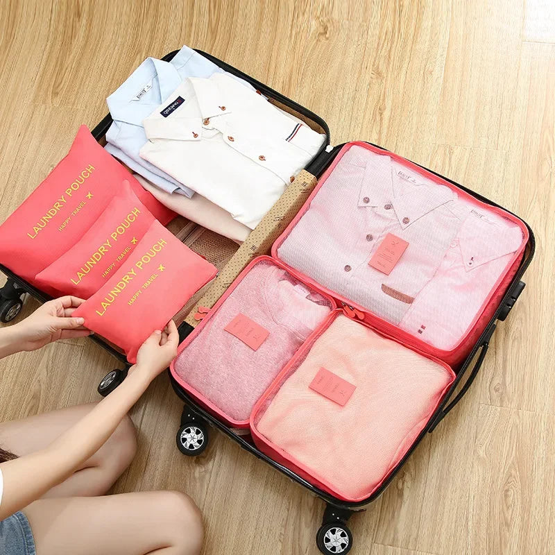 6PCS/Set Travel Storage Bags Canada Pink/Blue/Grey Large Capacity Waterproof Luggage Clothing Underwear Storage Bags with Zipper