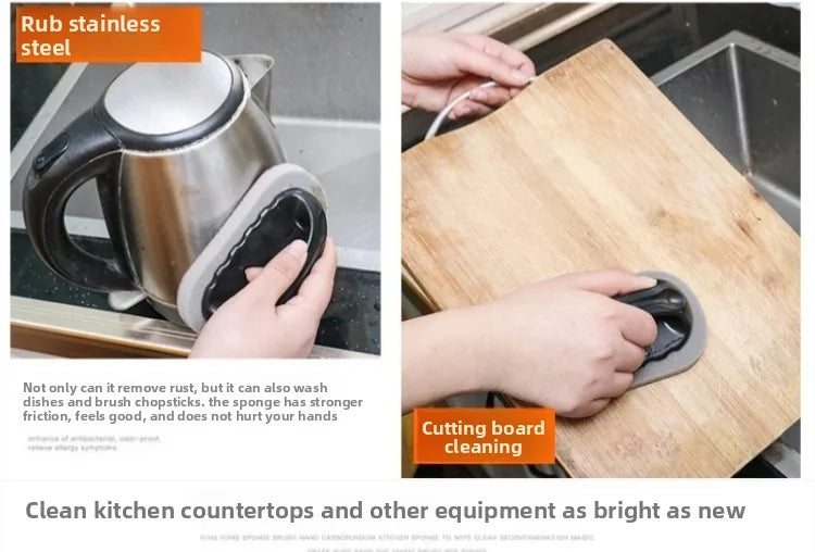 USA Sponge Brush with Handle Reusable Wipe Eraser Cleaner Kitchen Pot Brush BBQ Strong Decontamination Cleaning Tools