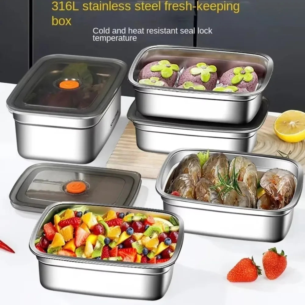 Stainless Steel Camping USA Lunch Box Sealed Microwave Suitable Bento Box Leak-proof Large Capacity Refrigerator Freezer Storage Box