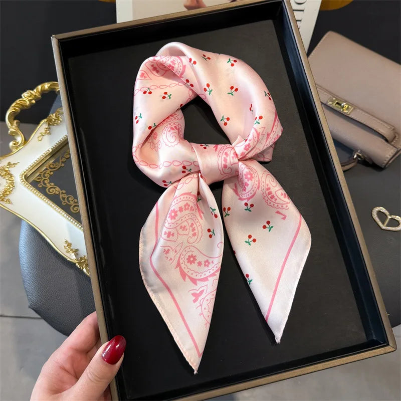 Print 70cm Silk Satin Headscarf Canada Women Luxury Design Neck Tie Scarf Hair Hand Wrist Foulard Shawl Bandana