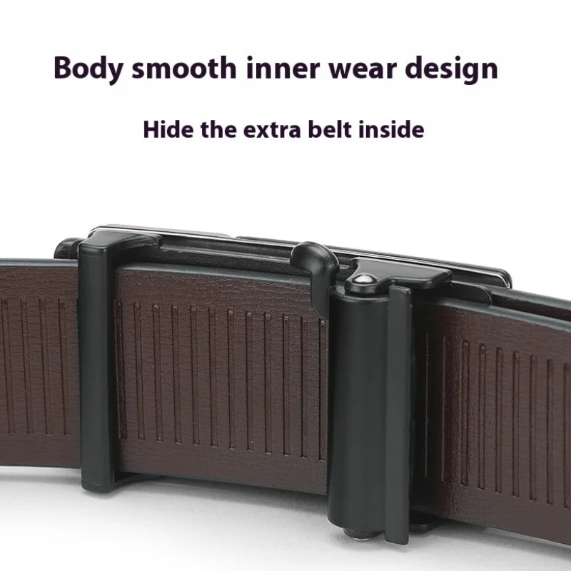 Men's Leather USA Belts Fashion Automatic Buckle Cowskin Male Belts Luxury Designer Black belt 105-160cm Plus Size Jeans Belt