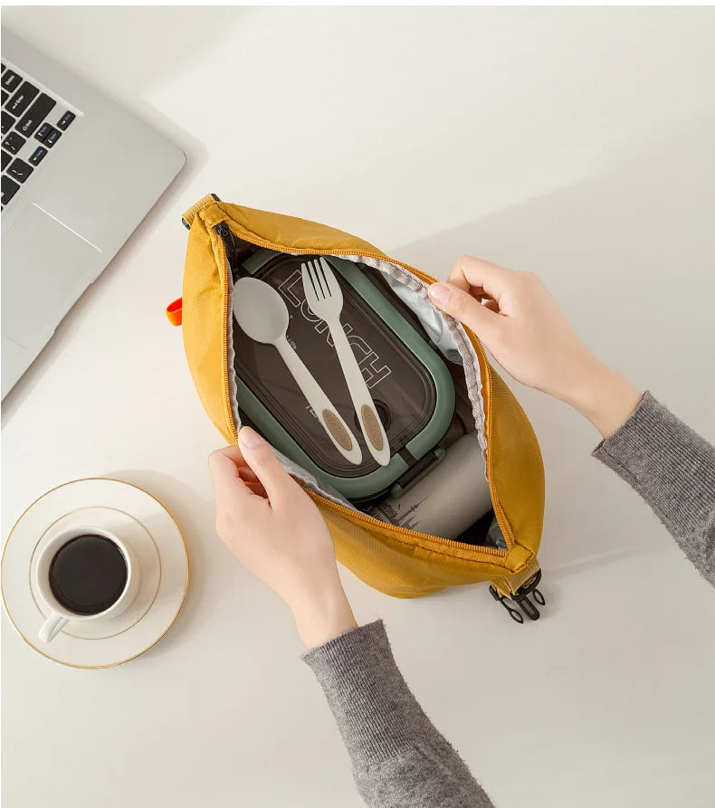 Large-Capacity Insulated Lunch Bag USA Foldable Waterproof Aluminum Foil Bento Bag for Office, Travel & School