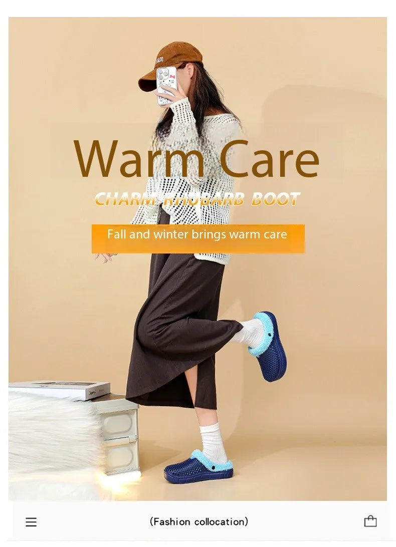 Winter Couple Fuzzy Slippers USA Women & Men Warm Fur-Lined Mule House Shoes for Indoor & Outdoor Use, Cozy Non-Slip Soft Slippers