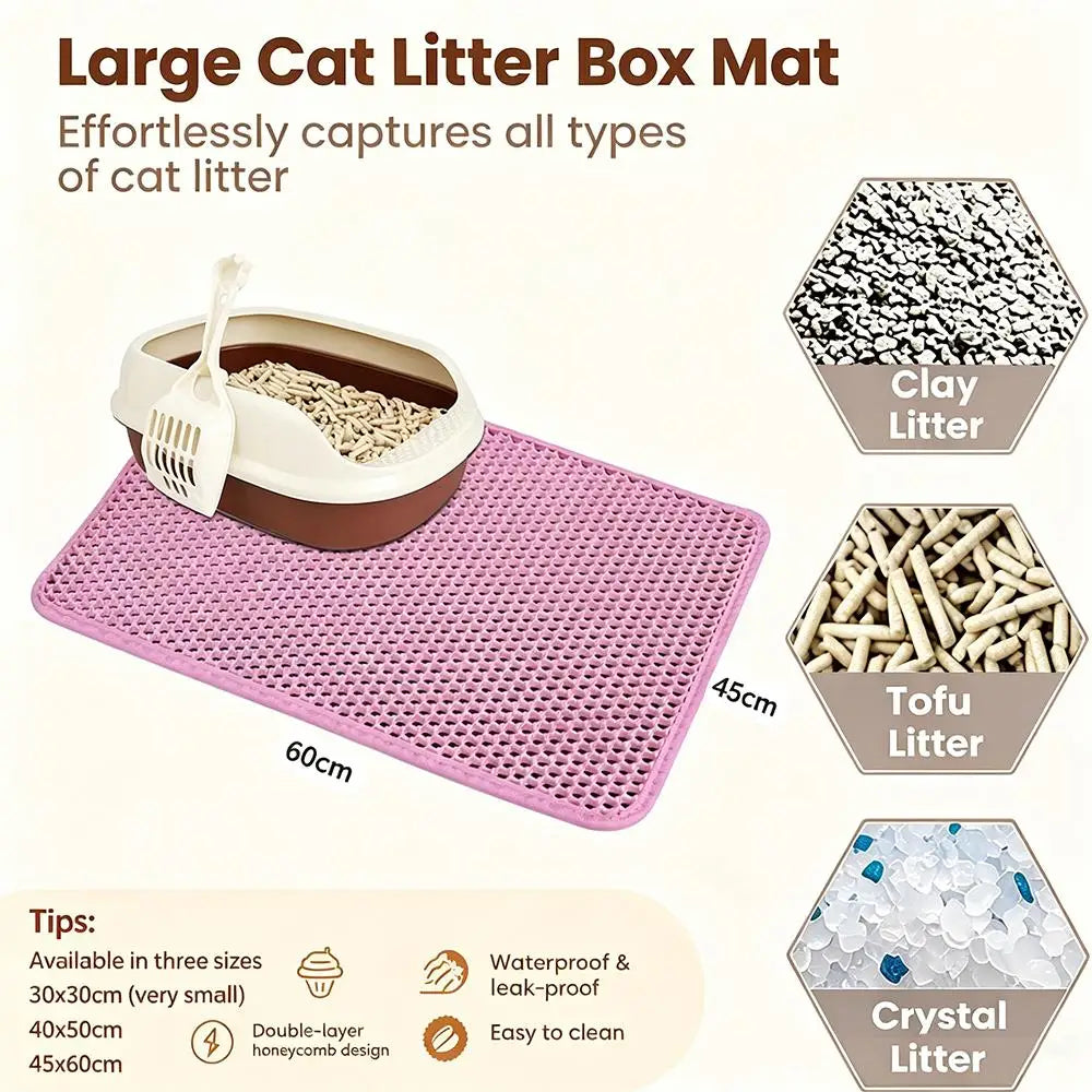 USA Cat Litter Mat Double Layer Pet Non Slip Big Pet Litter Box Filter MatWear Resistant Waterproof Anti-slip Cat Litter Mat