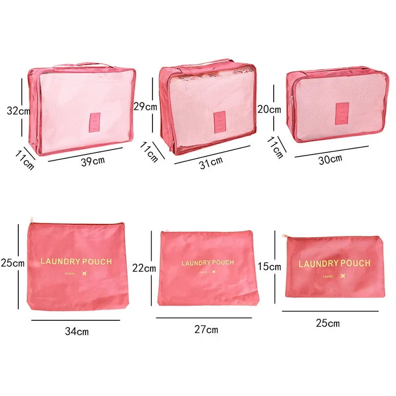 6PCS/Set Travel Storage Bags Canada Pink/Blue/Grey Large Capacity Waterproof Luggage Clothing Underwear Storage Bags with Zipper