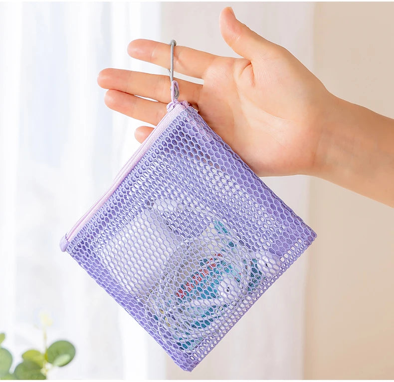 Double Zipper Mesh Storage USA Bag Ultra Light Wear-proof Visible Colored Double Layered Makeup Pouch Durable With Handle Coin Bag