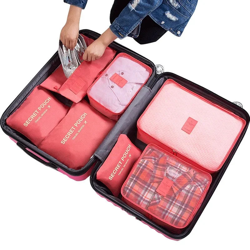 6PCS/Set Travel Storage Bags Canada Pink/Blue/Grey Large Capacity Waterproof Luggage Clothing Underwear Storage Bags with Zipper