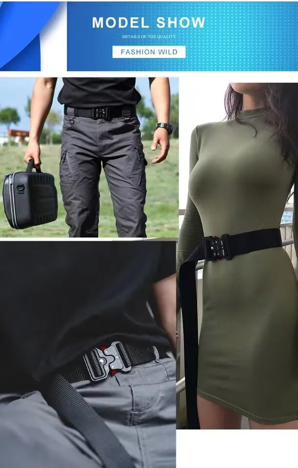 2Pcs Men Tactical Nylon Belt Quick Release Buckle Adjustable Heavy Duty Waist Belt Outdoor Casual Work Belt For Jeans Pants