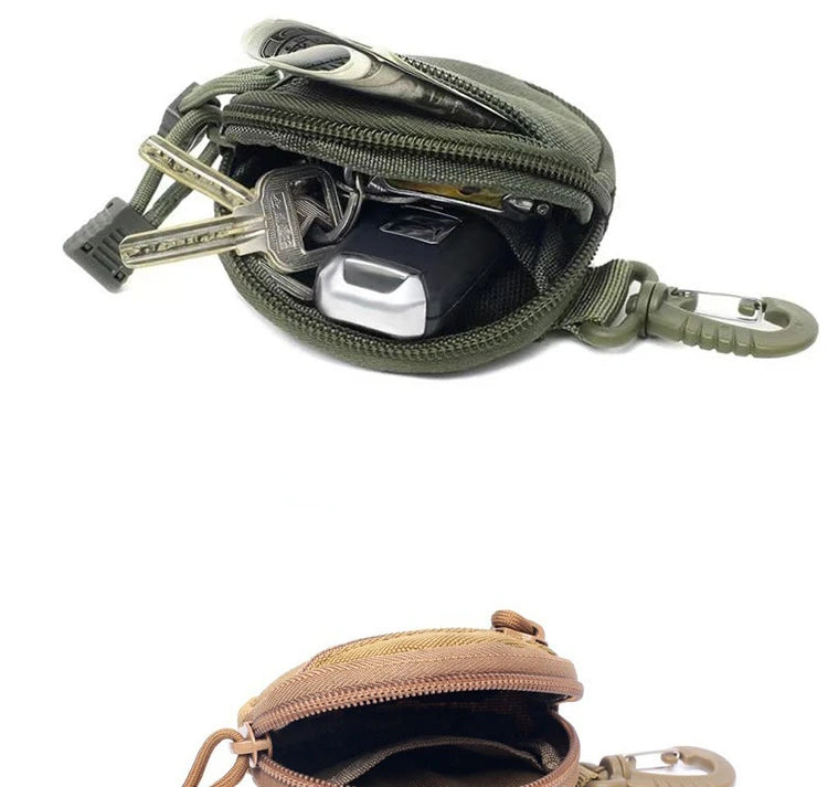 Mini EDC Tool Pouch USA Keychain Zipper Holder for Earphones, Keys, Coins & Small Essentials, Compact Outdoor Hiking Utility Waist Bag