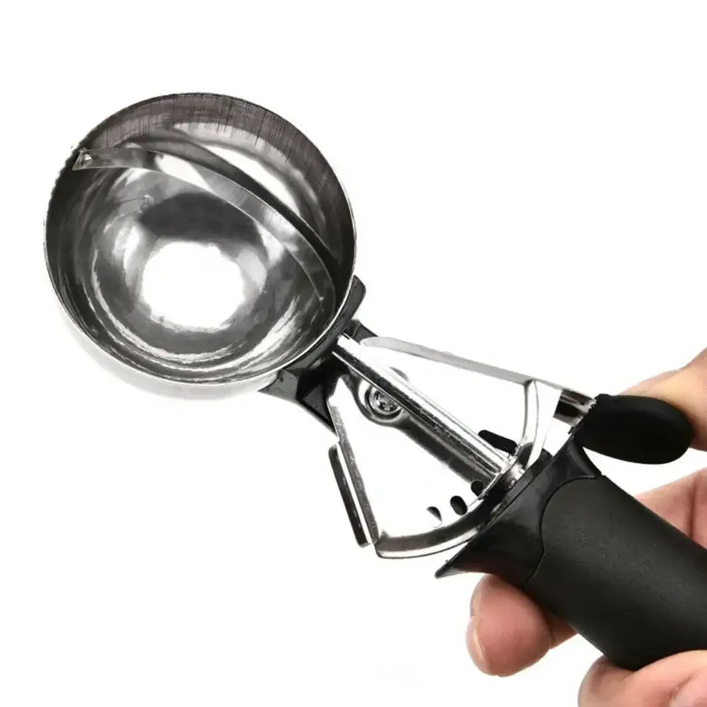 Ice Cream Scoop with Trigger USA Stainless Steel Fruit & Ice Cream Scoop with Comfort-Grip Handle for Home & Kitchen Use