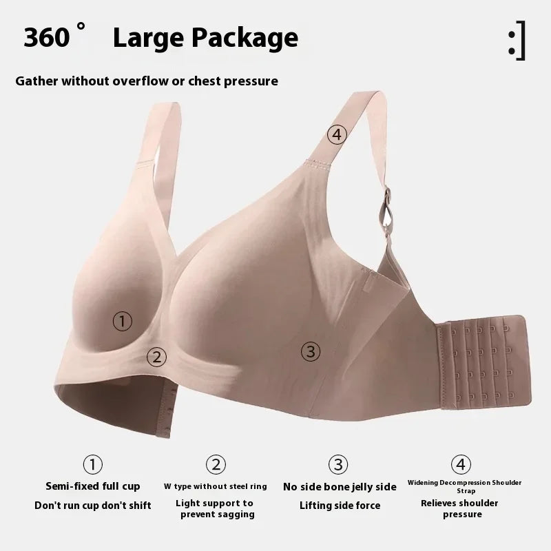 New Plus Size Seamless Wireless Bras for Women Minimizer Push Up Lingerie One-piece Intimates Beauty Back Underwear