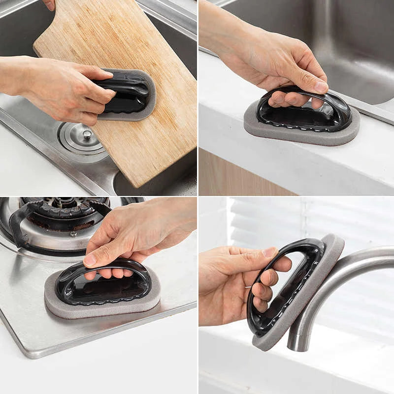 USA Sponge Brush with Handle Reusable Wipe Eraser Cleaner Kitchen Pot Brush BBQ Strong Decontamination Cleaning Tools