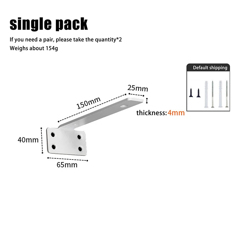 1 Set Heavy Duty Cast Iron Shelves Brackets Floating Shelf Brackets 4MM Thicked Invisible L Brackets For Shelves Support