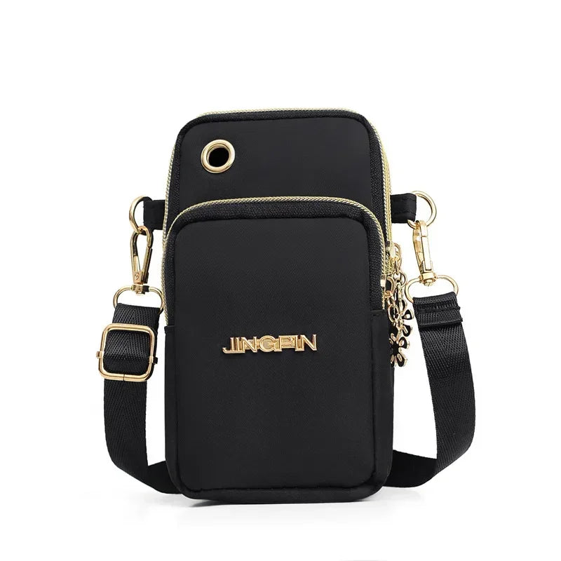 Women’s Mobile Phone Crossbody Bag USA Fashion Mini Coin Purse Neck Hanging Running Shoulder Bag 3-Layer Wallet for Moms
