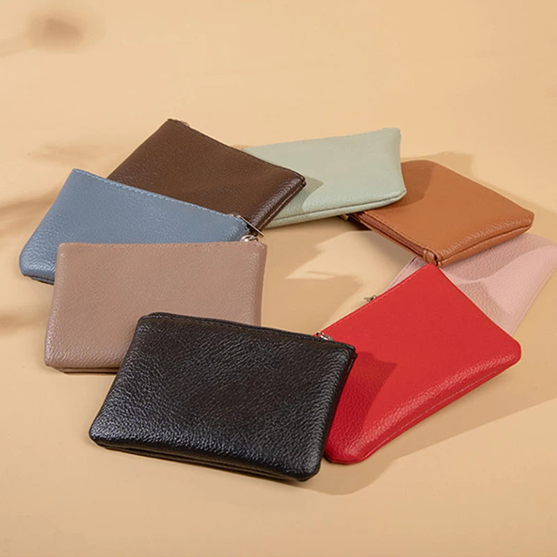 Women PU Leather Coin Purse Canada Retro Litchi Pattern Zipper Pouch Mini Change Purse Unisex Solid Wallet Card Holder Storage Bag