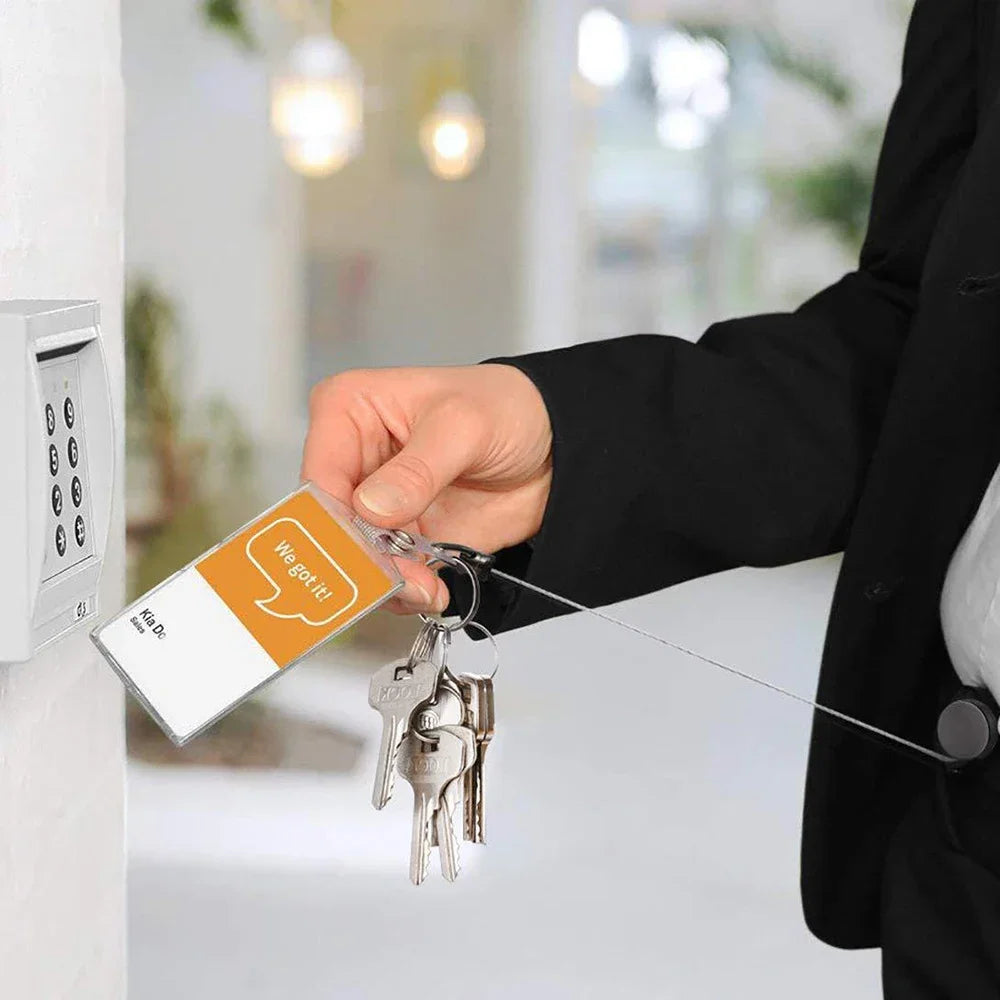 USA Wire Keychain Pull Recoil Sporty Key Ring Retractable Keyring Anti Lost ID Card Holder Telescopic Burglar Chain Organizer