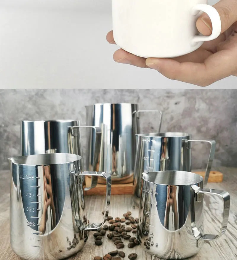 Stainless Steel Milk Frother Jug Canada Coffee Milk Frothing Pitcher Measurement Jug Espresso Barista Tool Coffee Accessories