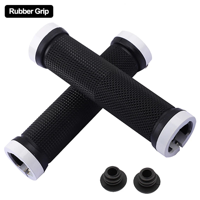 Bicycle Handlebar Grips USA Rubber Bilateral Lock-On Non-Slip MTB Mountain Bike Grips, Cycling Bike Accessories