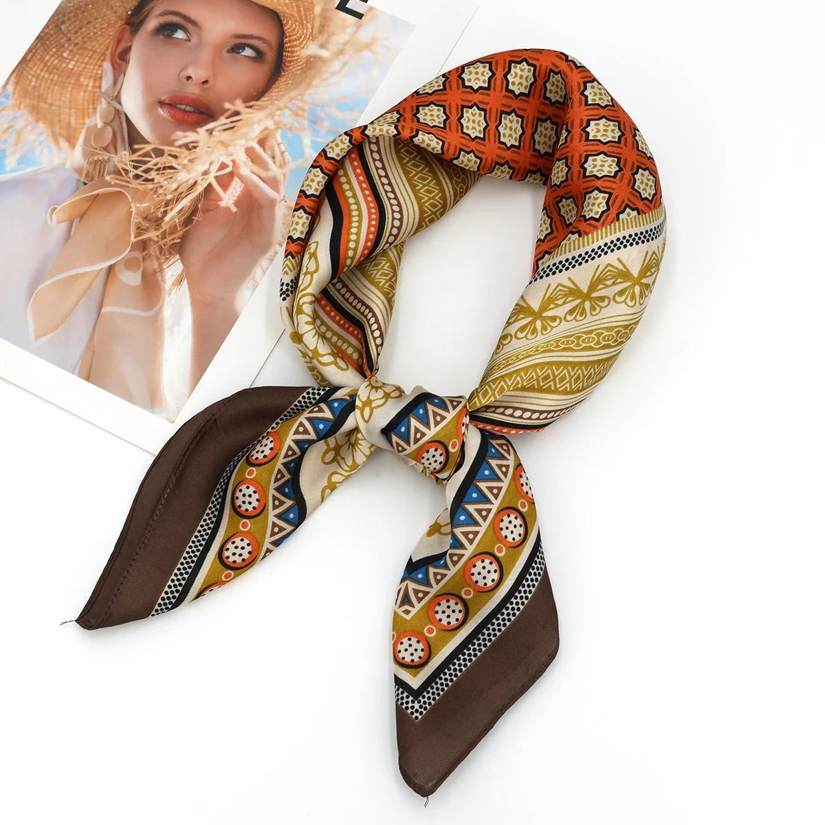 Luxury Design Print Silk Square Scarf Canada Women Soft Satin Horse Hairband Neckerchief Office Hijab Headband Foulard Bag Ribbon Gift
