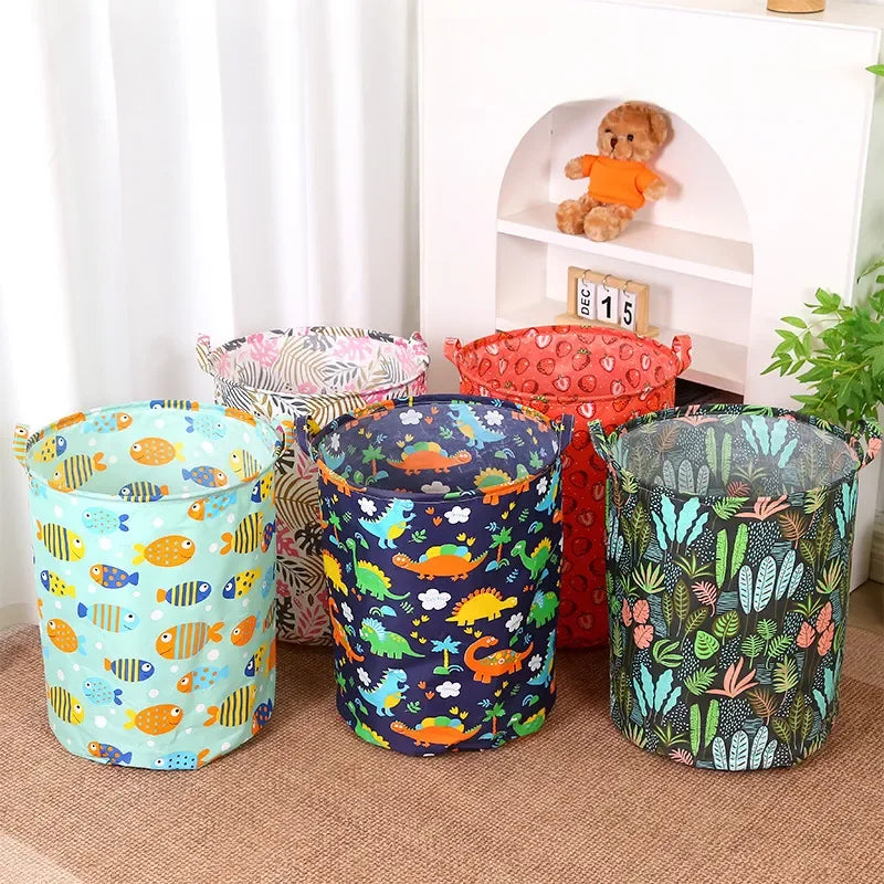 USA Linen Dirty Laundry Basket Foldable Round Waterproof Organizer Bucket Clothing Children Toy Home Large Capacity Storage