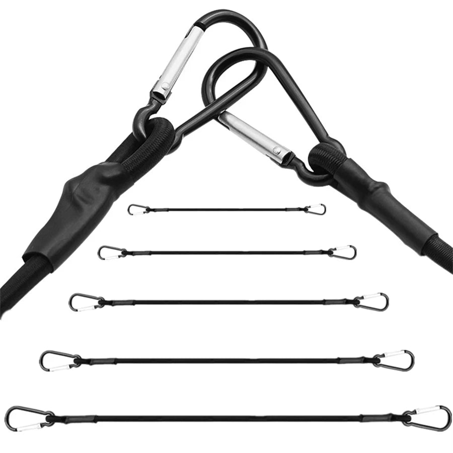 Thick USA Elastic Bungee Cords with Metal Carabiner Hooks, Stretch Ropes for Bike, Car Luggage & Roof Rack Ca