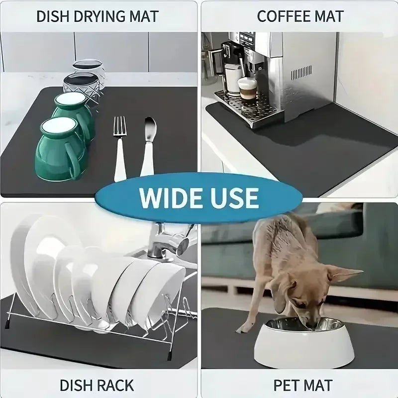 Tableware Drying Mat USA Soft Drain Pad Non-Slip Super Absorbent Wear-Resistant Coffee Machine Mat Kitchen Table Home Decor