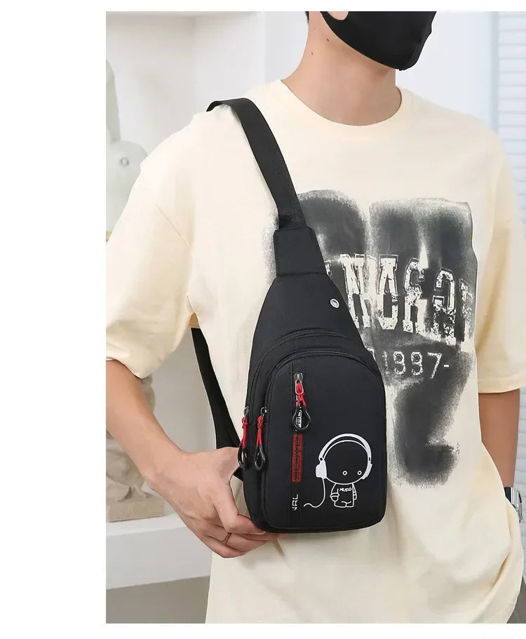 New Casual Fashion Chest Bag USA Men’s Shoulder Crossbody Bag Korean Cycling Backpack Trendy Portable Hand Bag for Men