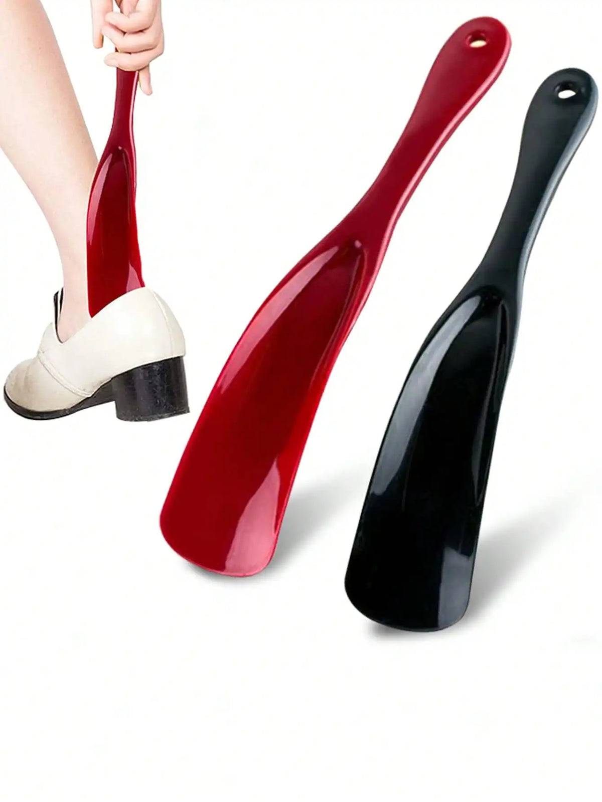 2PCS Unisex Long-Handle Shoe Horns USA Portable Plastic Shoe Helpers Non-Slip Easy-Wear Tools for Travel & Daily Use