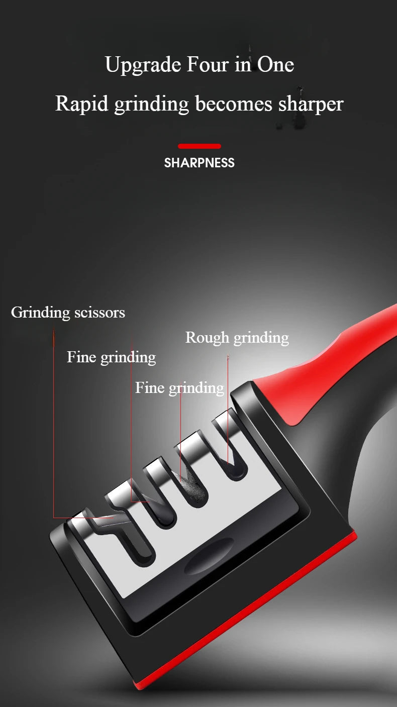 Knife Sharpener Kitchen Multifunctional Handheld Fast Sharpening Stone Three-stage Cutting Knife Kitchen Supplies