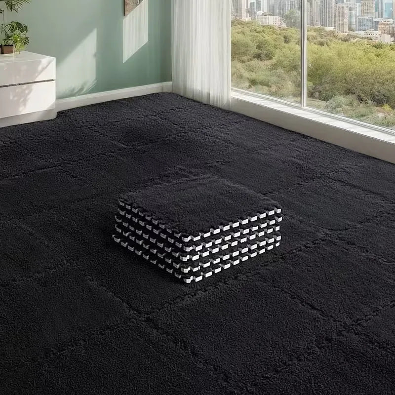 Modern Minimalist Plush Square Floor Mat USA Non-Slip BPA-Free Washable Rug for Living Room, Bedroom & Office Decor