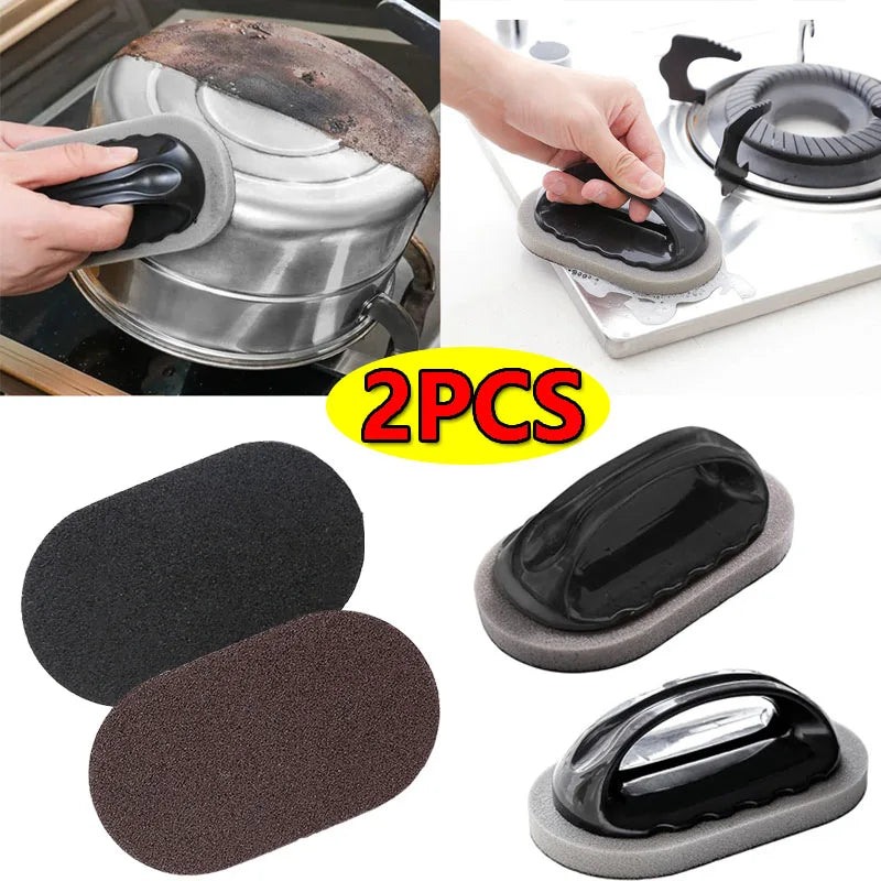 USA Sponge Brush with Handle Reusable Wipe Eraser Cleaner Kitchen Pot Brush BBQ Strong Decontamination Cleaning Tools