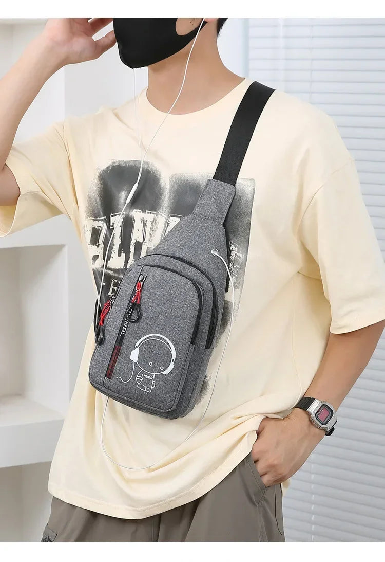 New Casual Fashion Chest Bag USA Men’s Shoulder Crossbody Bag Korean Cycling Backpack Trendy Portable Hand Bag for Men