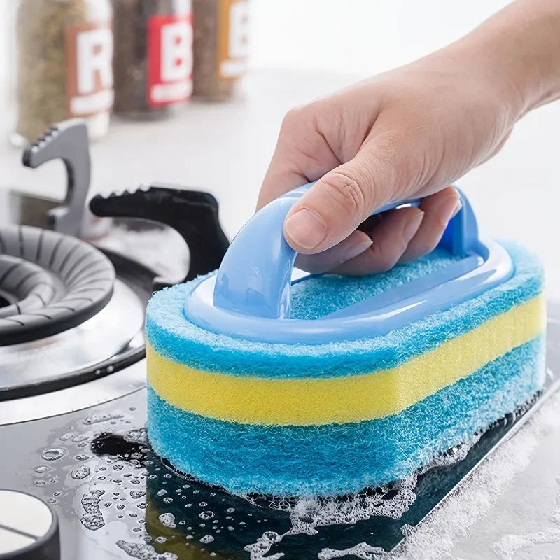 Household Cleaning Brush with Handle Canada Dish Soap Bathroom Kitchen Tub Thick Scrubbing Sponge Durable Cleaning Tool Accessories Home