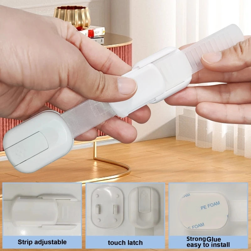 USA Baby Safety Lock Drawer Child Safety Cabinet Locks Adhesive Cabinet Drawer Door Latches Baby Safe Straps