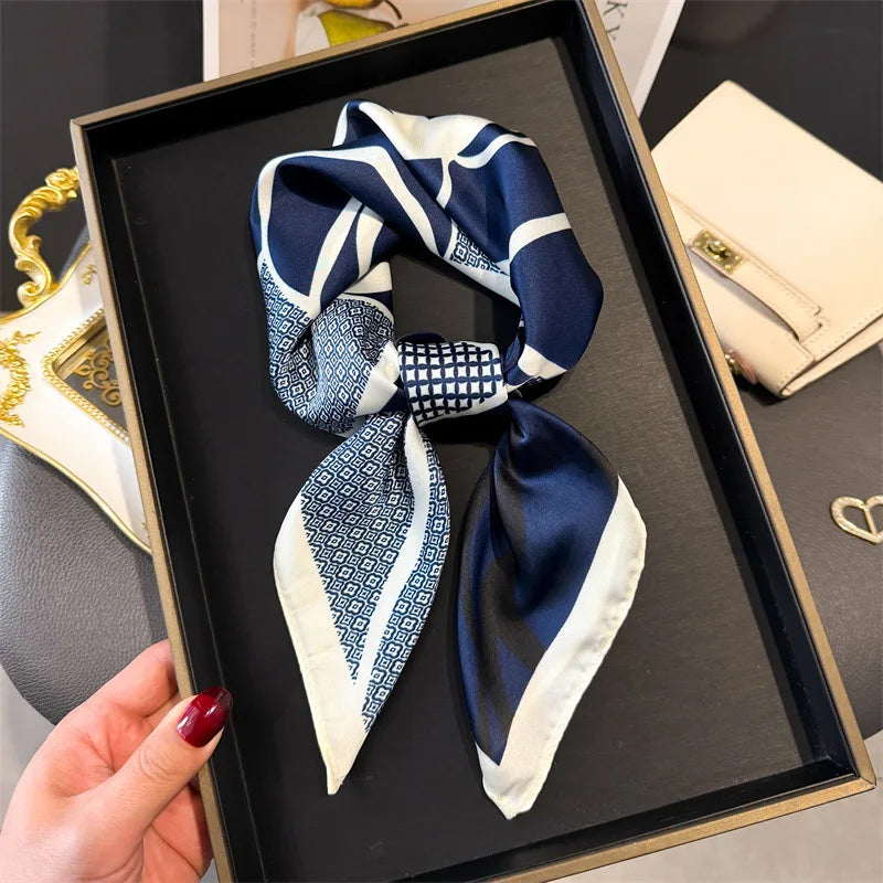 Print 70cm Silk Satin Headscarf Canada Women Luxury Design Neck Tie Scarf Hair Hand Wrist Foulard Shawl Bandana