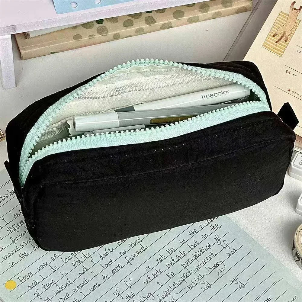 Simplicity Solid Color Pen Bag Canada Zipper Design Large Capacity Pencil Case Portable Stationery Organizer for Students Back to School