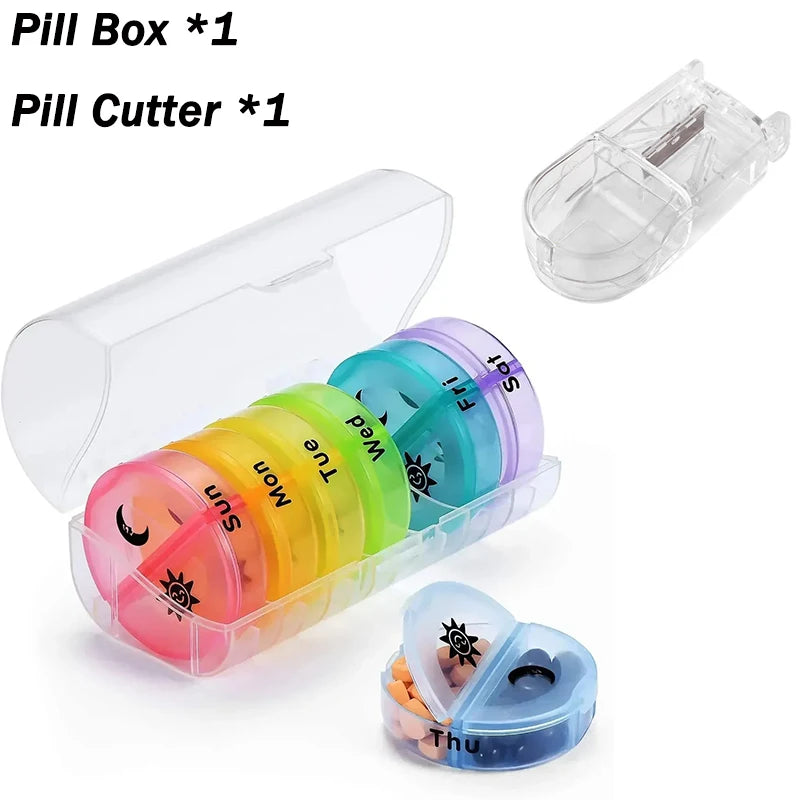 Weekly Pill Organizer USA Portable Travel Medicine Box, 21-Compartment 3-Times-a-Day Case for Vitamins, Supplements & Fish Oil