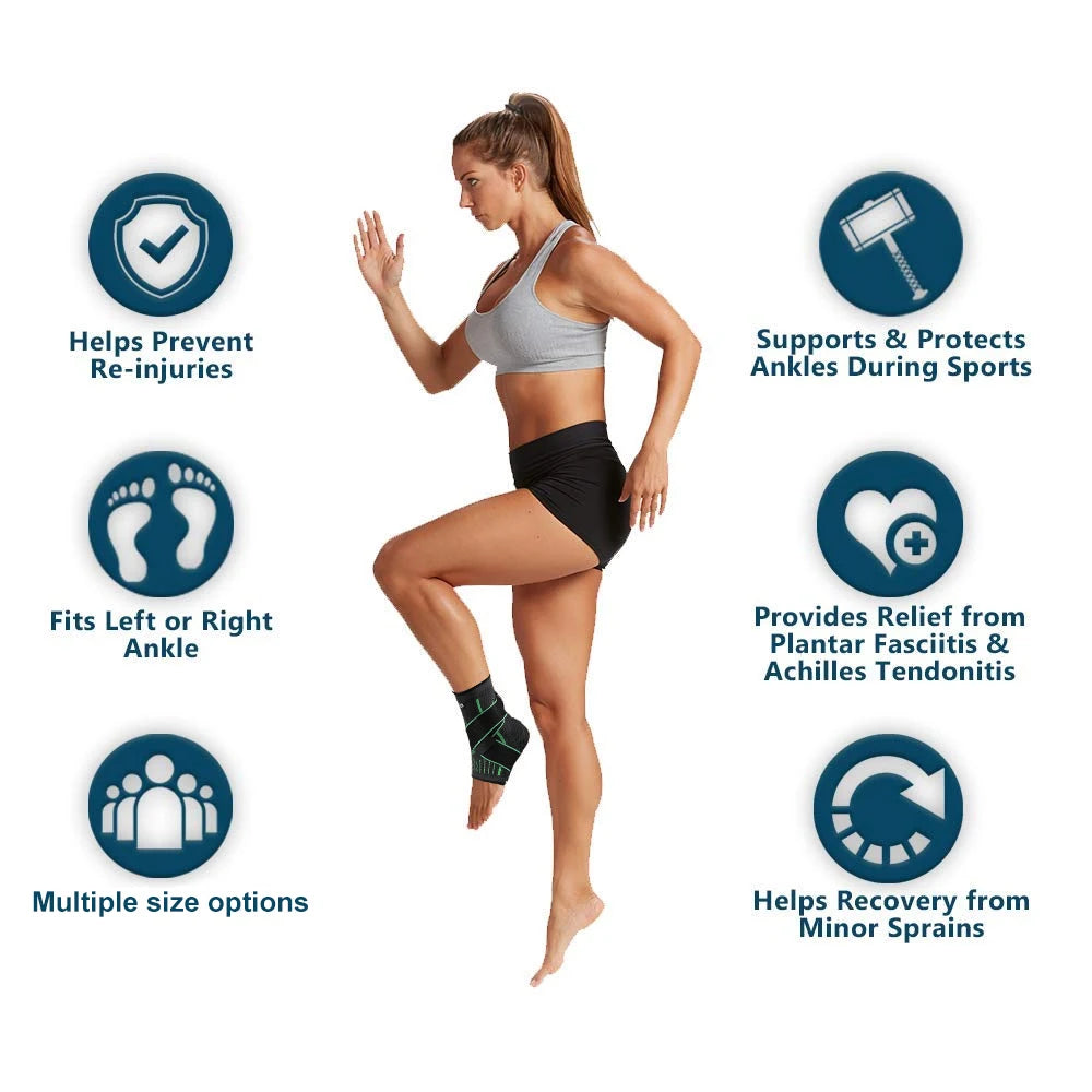 Adjustable Elastic Ankle Brace Compression Sleeve Foot Support Stabilizer for Plantar Fasciitis Achilles Tendonitis Sports Sock