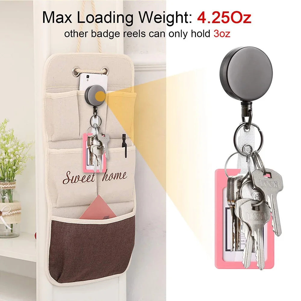 USA Wire Keychain Pull Recoil Sporty Key Ring Retractable Keyring Anti Lost ID Card Holder Telescopic Burglar Chain Organizer