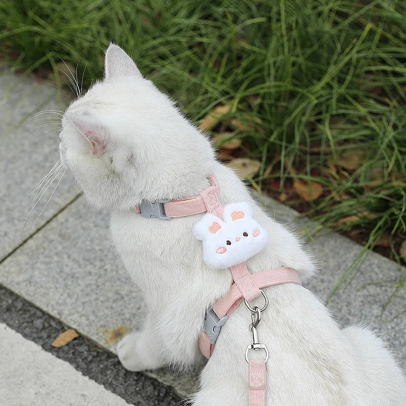 Cartoon canada Doll Backpack Cat Harness Set Plush Toy Vest with Leash Adjustable Escape-Proof Soft Mesh Harness for Small Cats Kitten